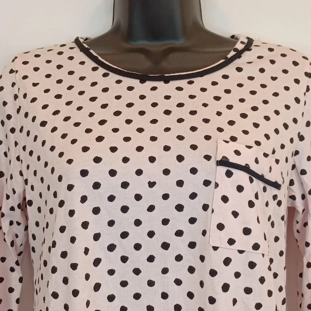 KATE SPADE Sz S Dream A Little Dream Polka Dot Pink Night T Pocket Casual Lounge - Picture 4 of 13